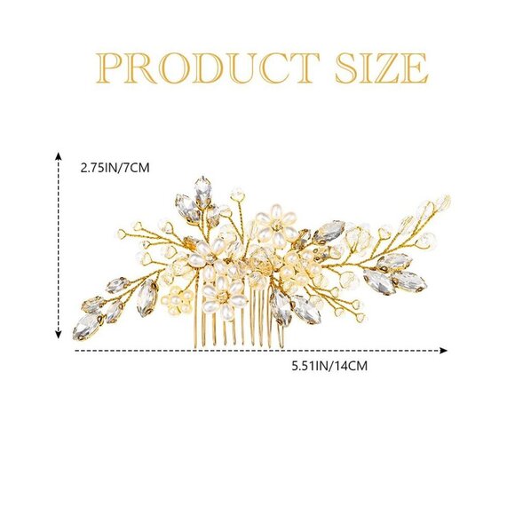 ?Women Gold Bride Wedding Hair Comb Pearl Flower Hair Piece  Accessories ?